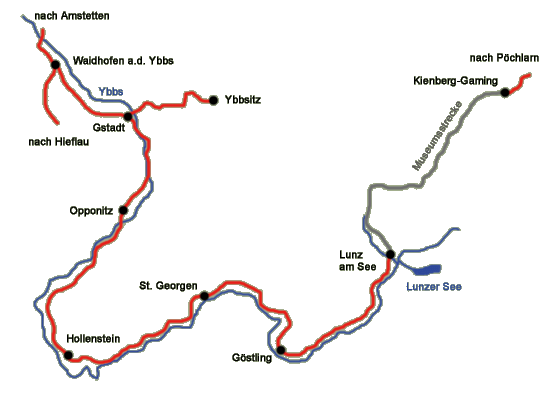 Karte der Ybbstalbahn